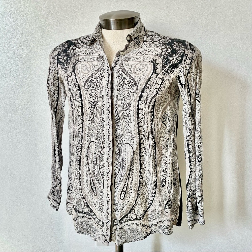 ETRO Italian Designer’s Button Front Long Sleeve Paisley Print Shirt 42 Org.$410